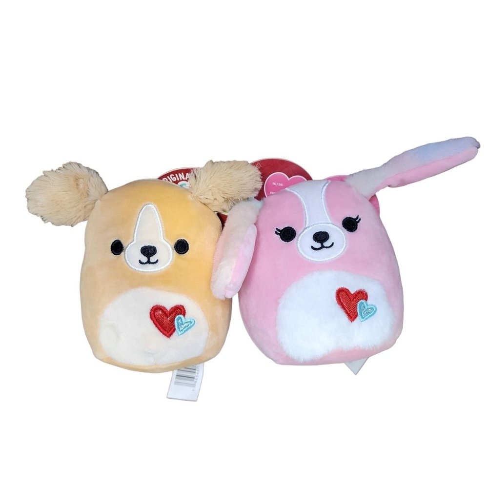 Squishmallow 2023 Valentine's Day 2 Pack Stevon & Beemie Puppy Dogs 5 inch
